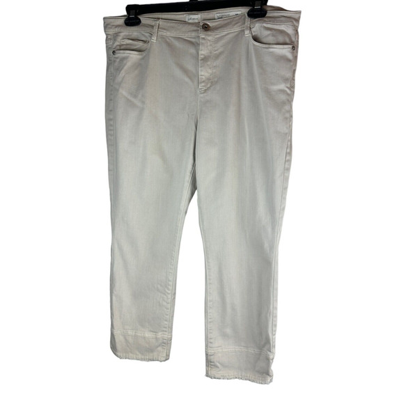 J. Jill Authentic Fit Cropped Jeans Fringe Raw Hem Pebble Cream Plus Size 16 - Picture 2 of 7